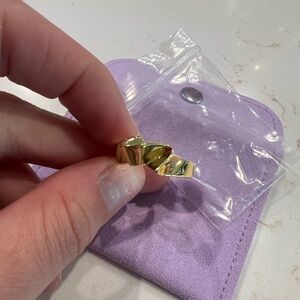Gold Oomiay Ribbon Fold Ring Size 9